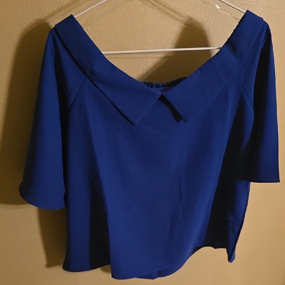 Ily Couture Royal Blue Off-Shoulder Blouse
